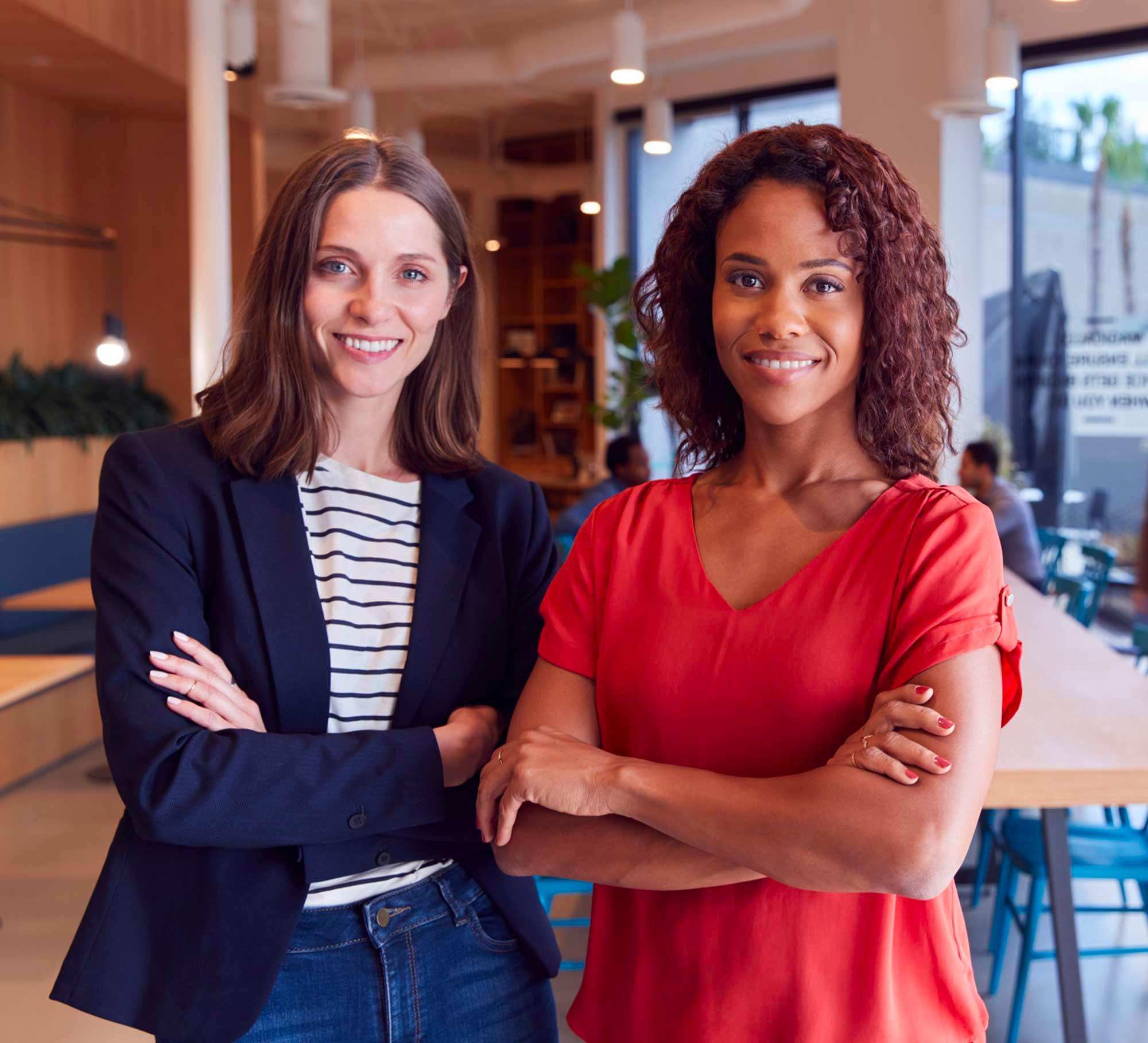 two women standing